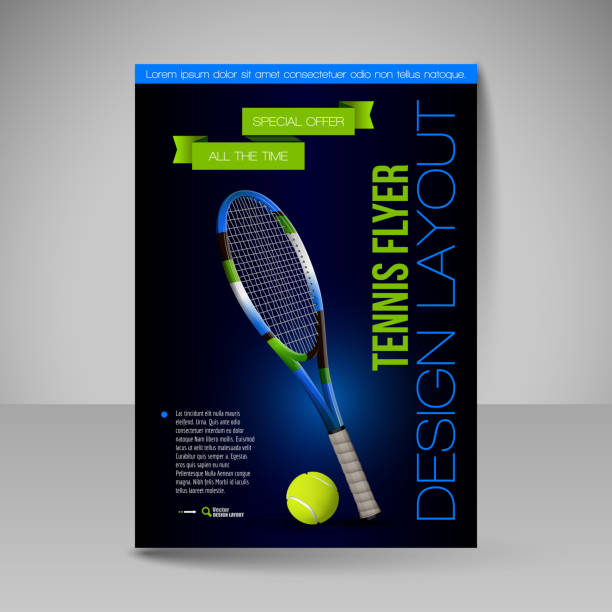 Flyer template. Vector sport elements for design. Tennis symbols vector art illustration