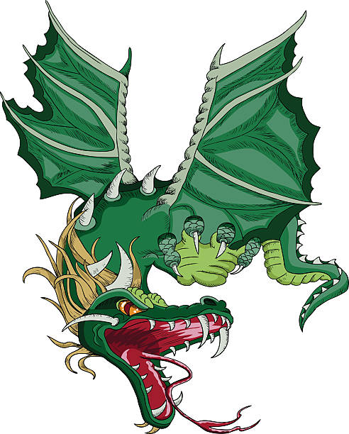 летающий злая дракон - cartoon of a celtic dragon stock illustrations.