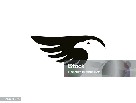 istock Flying bird vector emblem. 1336494578