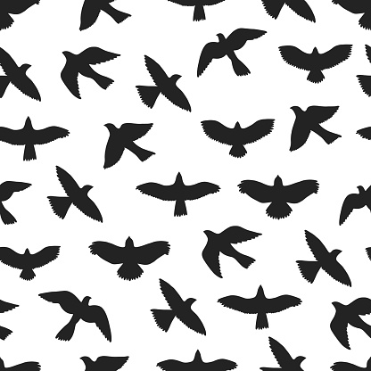 Flying birds seamless pattern.