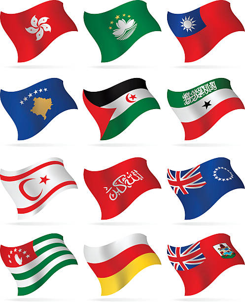 flying flags kolekcja-dodatkowe kraje - cook islands stock illustrations