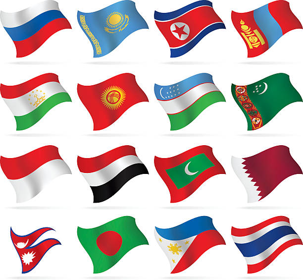 flying flags collection - asia - 印尼國旗 幅插畫檔、美工圖案、卡通及圖標