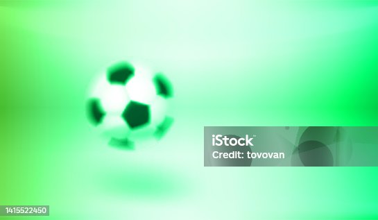 istock Flying football ball. 3d vector banner with copy space 1415522450