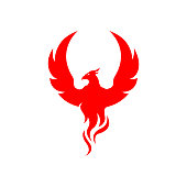istock flying rise wings fire phoenix bird Logo design vector illustrations 1170255790