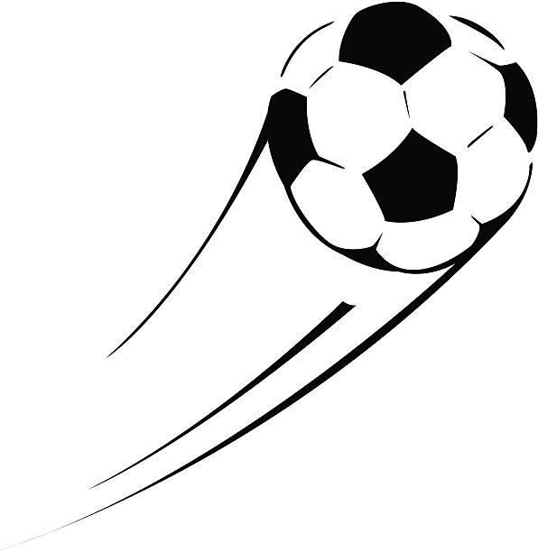 Flying Soccer Ball Vector illustration of a soccer ball in motion. black and white football stock illustrations