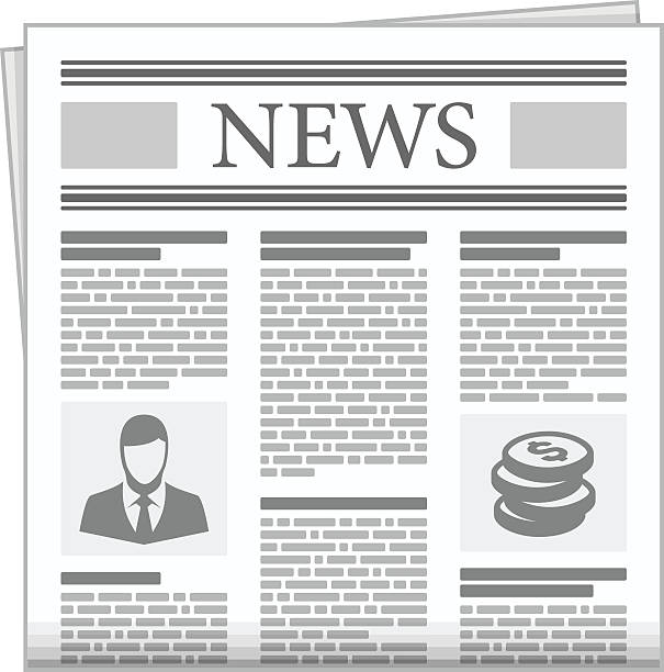 Folded newspaper news with articles. Folded Newspaper News in flat design style. Business news with Articles and Graph, isolated on white background. newspaper illustrations stock illustrations