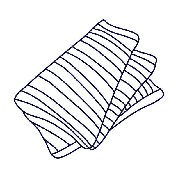 ilustrações de stock, clip art, desenhos animados e ícones de folded striped towel doodle. - beach towel