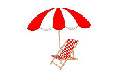 istock folding beach chair and umbrella 1403517553