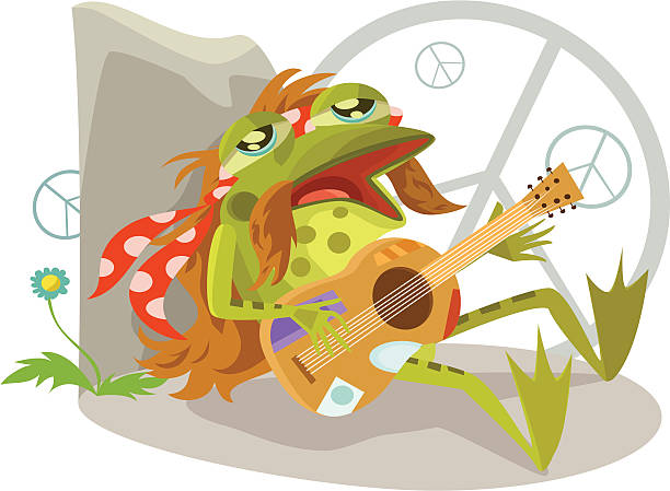 illustrazioni stock, clip art, cartoni animati e icone di tendenza di rana folk cantante - ranocchia
