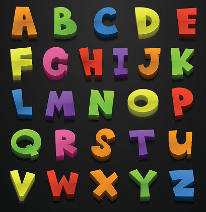 Font Design For English Alphabets In Many Colors Stock Illustration ...