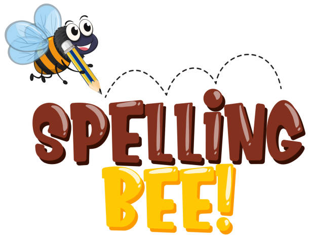 Font design for word spelling bee with bee writing vector art illustration