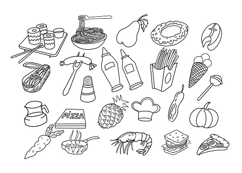 Food and Cooking Doodles Set