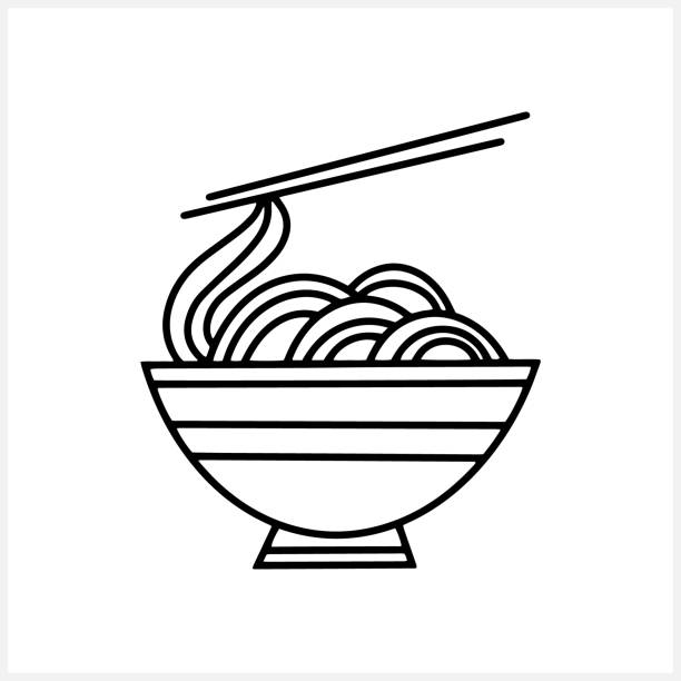 Food clip art isolated. Noodles icon. Hand drawn art line. Vector stock illustration. EPS 10 Food clip art isolated. Noodles icon. Hand drawn art line. Vector stock illustration. EPS 10 pasta silhouettes stock illustrations