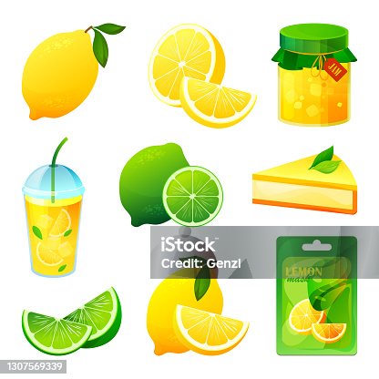istock Food from lemon and lime fruits, drinks and sweets 1307569339