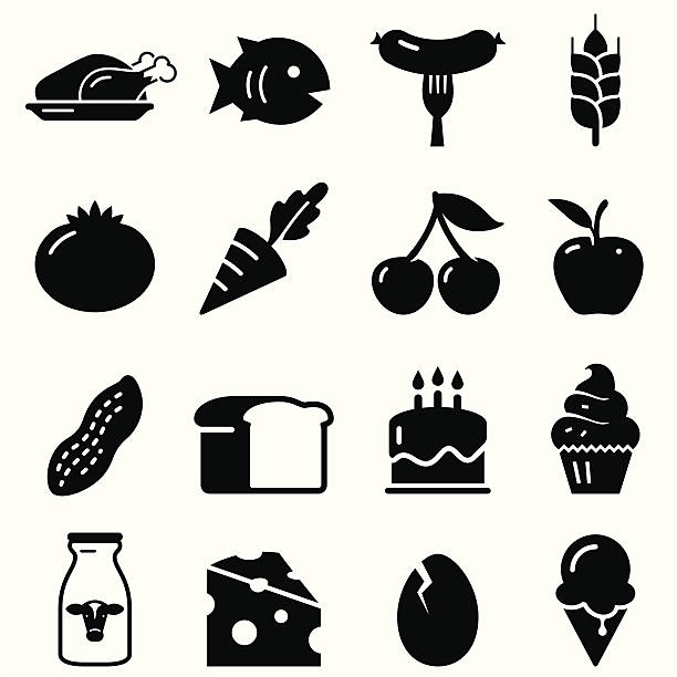 Food Icons - Black Series Food and nutrition icon set. Professional icons for your print project or Web site. See more in this series. turkey cupcake cake stock illustrations