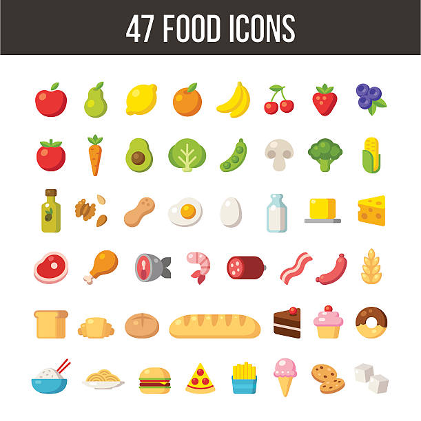 ilustrações de stock, clip art, desenhos animados e ícones de ícones de comida - bacon