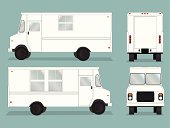 Illustrated food truck graphic with all views