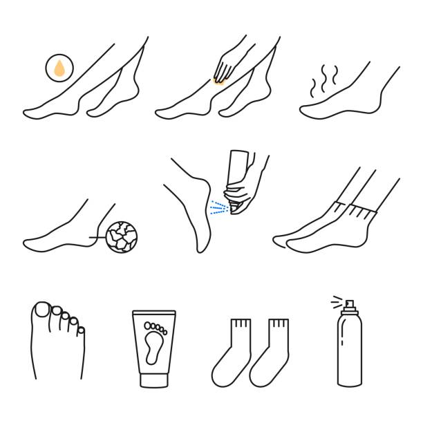 ilustrações de stock, clip art, desenhos animados e ícones de foot care icons outline style - pes
