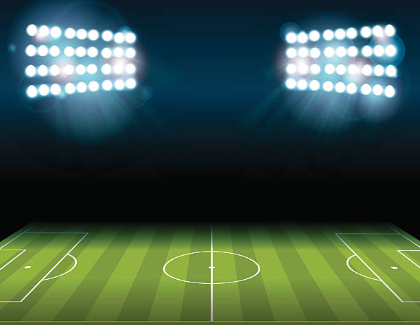 ilustrações de stock, clip art, desenhos animados e ícones de futebol futebol americano campo iluminado ilustração - soccer night