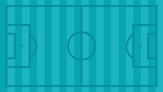 Football background with a soccer field. View from above. Template 2020. Vector, wallpaper. Turquoise, blue