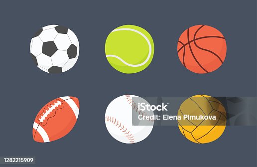 istock Football, basketball, baseball, tennis, volleyball, water polo balls. Hand drawn vector illustration 1282215909