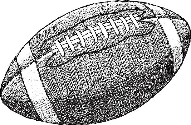 Football Drawing Vector illustration of american football. black and white football stock illustrations