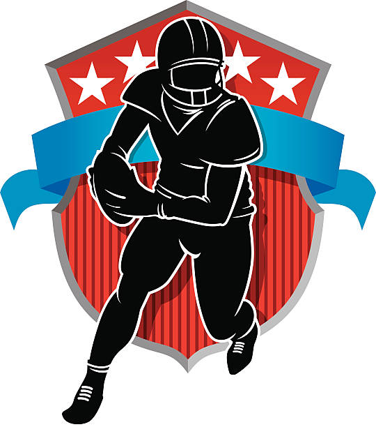 ilustraciones, imágenes clip art, dibujos animados e iconos de stock de vector emblema de fútbol - american football