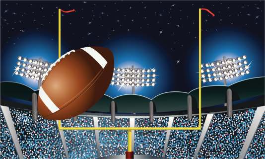 Football Field Goal Under Stadium Lights Background