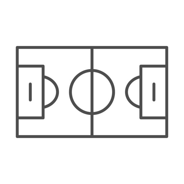 Football field thin line icon. Soccer playing area symbol, outline style pictogram on white background. Sport sign for mobile concept and web design. Vector graphics. Football field thin line icon. Soccer playing area symbol, outline style pictogram on white background. Sport sign for mobile concept and web design. Vector graphics grass symbols stock illustrations