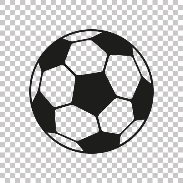 illustrations, cliparts, dessins animés et icônes de icône de football dans le style plat. balle de soccer de vecteur sur le fond transparent. objet sport pour vos projets de conception - ballon de foot