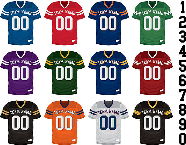 Football Jersey Collection Football Jersey Collection american football stock illustrations