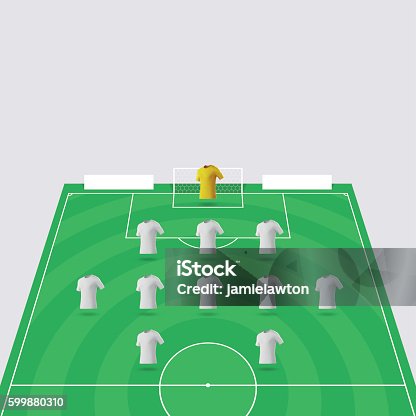 istock Football Pitch / Soccer Field Section with Shirts 599880310