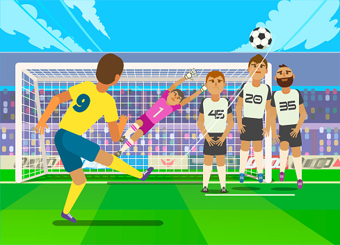 Football Player Kicking Penalty Vector Illustration Of Football Player Kicking Penalty Vector Illustration Of