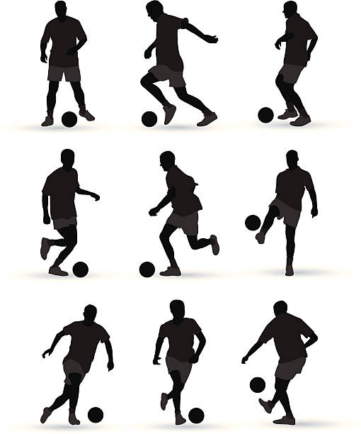 football players vector file of football players soccer silhouettes stock illustrations