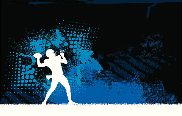 Football Quarterback Background Graphic silhouette background illustration of an American football quarterback throwing a pass. Check out my "American Football Vector" light box for more. american football sport stock illustrations