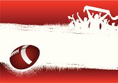 Football red background with ball,grunge and soccer fans