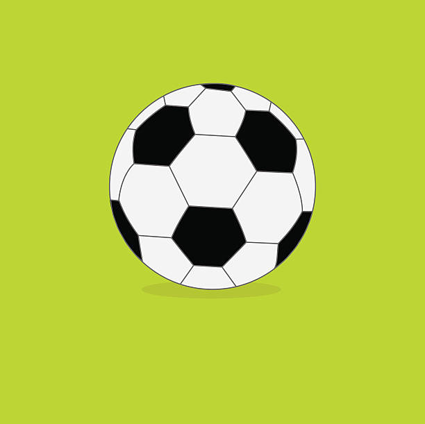 Football soccer ball icon on green grass background. Flat design Football soccer ball icon on green grass background. Flat design style. Vector illustration background of a classic black white soccer ball stock illustrations
