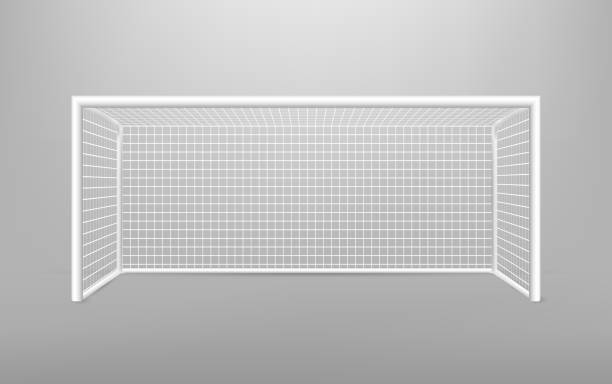 Football soccer goal realistic sports equipment. Football goal with shadow. isolated on transparent background. Vector illustration. Football soccer goal realistic sports equipment. Football goal with shadow. isolated on transparent background. Vector illustration. Eps 10. soccer borders stock illustrations