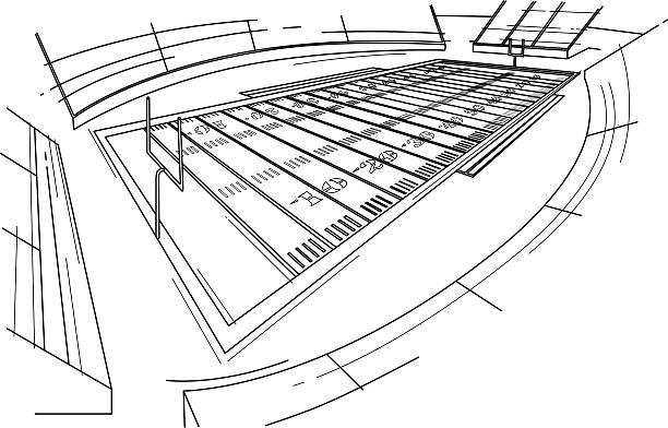 Football Stadium A sketch of a football stadium, accurate line work- vector illustration black and white football stock illustrations