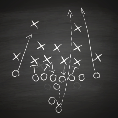 vector image of a football tactic on blackboard. Transparency effects used.