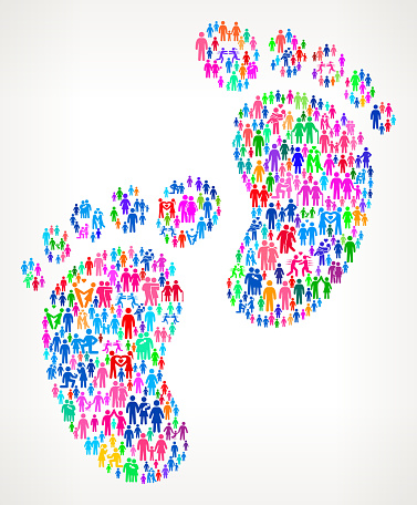 Footprints on vector family pattern Background