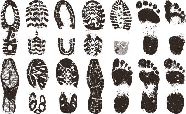 Footprints Footprints. printmaking technique stock illustrations