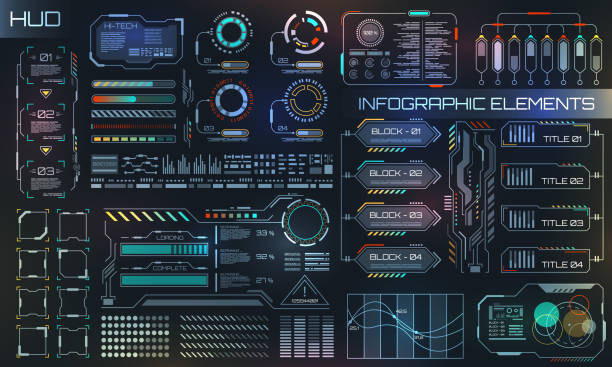 HUD UI for Business App. Futuristic User Interface HUD and Infographic Elements vector art illustration