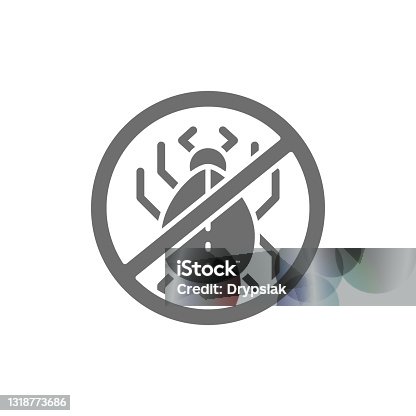 istock Forbidden sign with dust mites, allergy grey icon. 1318773686