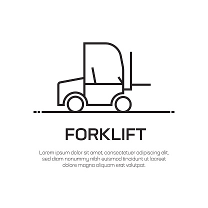 Forklift Vector Line Icon - Simple Thin Line Icon, Premium Quality Design Element