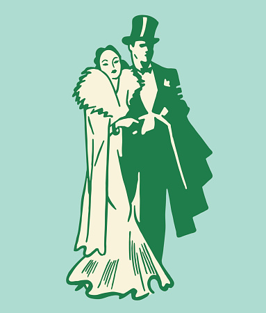 Formal Couple in Gown and Tuxedo