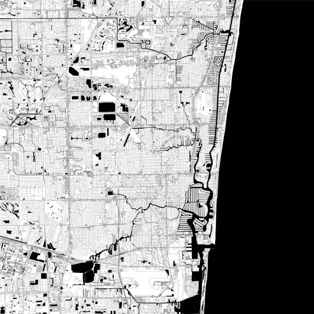 Fort Lauderdale, Florida Vector Map Topographic / Road map of Ft. Lauderdalei, FL. Original map data is open data via © OpenStreetMap contributors florida beaches map stock illustrations