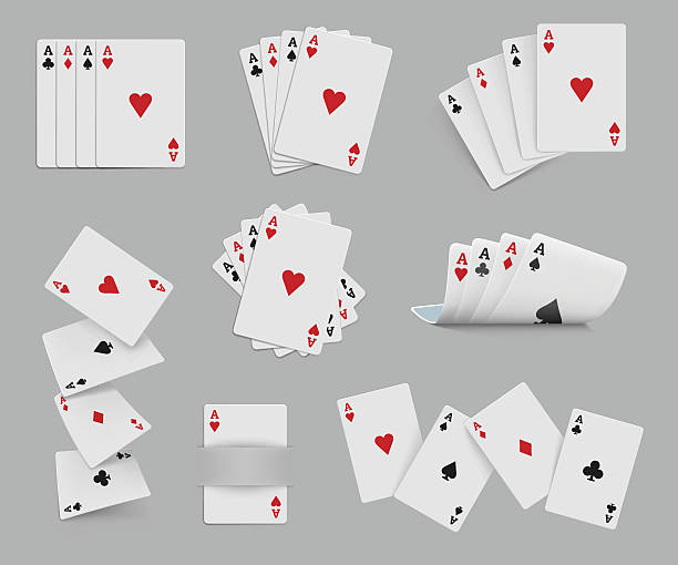 stockillustraties, clipart, cartoons en iconen met four aces playing cards set - aas kaarten