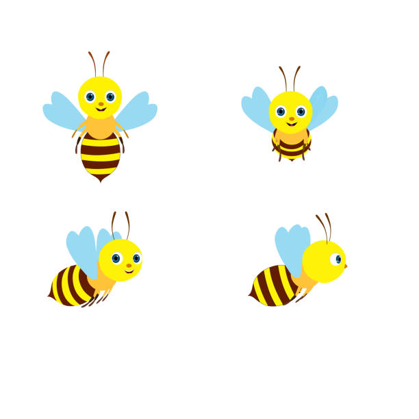 Four Bees Four Bees - Cartoon Vector Image drone clipart stock illustrations