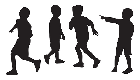 Four Boys Playing Silhouettes